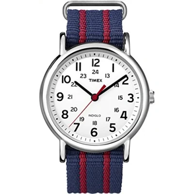 Afbeelding van Timex Uniseks polshorloge analoog kwarts, blauw/rood, band
