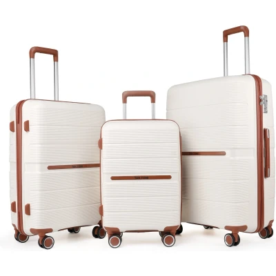 Afbeelding van TAN.TOMI Kofferset 3 Delig 98L Handbagage + 66L +40L Reiskoffer met 4 Wielen Ruimbagage Cijferslot Trolley Koffer Wit