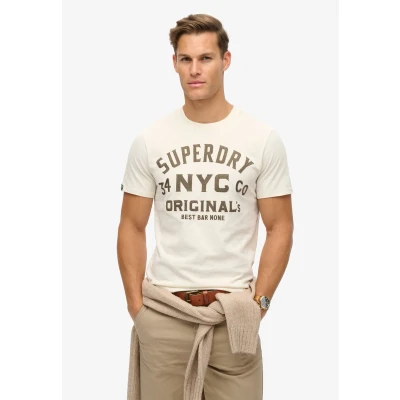 Afbeelding van Superdry Embroidered Script Graphic T shirt Met Korte Mouwen Beige L Man