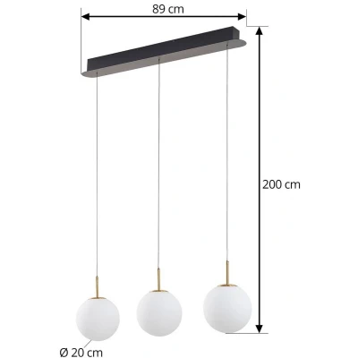 Afbeelding van Lucande hanglamp Joran, 3 lamps, wit, glas