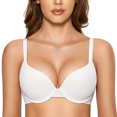 Afbeelding van DOBREVA Vrouwen Push Up T Shirt Bra Underwire Gewatteerde BH&#039;s Plunge Volledige dekking wit 85D