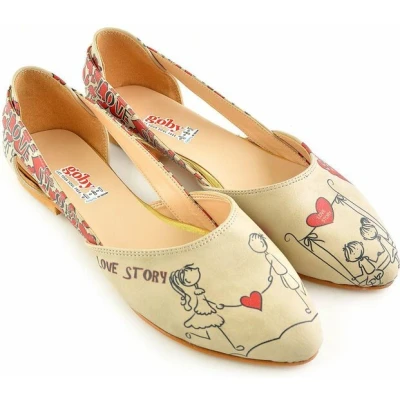 Afbeelding van GOBY Love story Ballerinas Sandalen Hoge kwaliteit Handmade Meisjesprint Maat 37