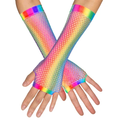 Afbeelding van Visnet handschoenen lang regenboog