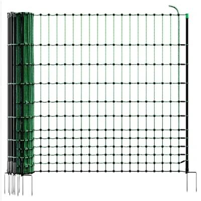 Afbeelding van VOSS.farming farmNET pluimveenet 25mtr, 112cm, groen, 9 palen met dubbele pen, zonder stroom