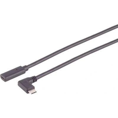 Afbeelding van USB C Verlengkabel 3.2 Gen 2 Een kant haaks (m) 100W PD 0,5 meter Zwart