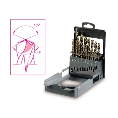 Afbeelding van Beta 19 delige set HSS boren, speciaal geslepen met dubbele penetratiekegel 416/SP19 004160419