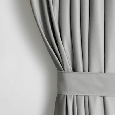 Afbeelding van AmeliaHome gordijn fluwelen look 140 x 270 cm staal 1 st. oogjesgordijn fluweel verduisteringsgordijn raamdecoratie licht glinsterend decoratief