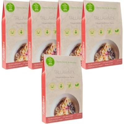 Afbeelding van The Konjac Shop Noedels 200 g, Glutenvrije Shirataki Pasta, Caloriearm &amp; Koolhydraatarm, Vegan, Keto Geschik, Klaar in 1 Minuut (Verpakking van 5)