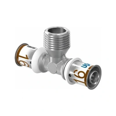 Afbeelding van Uponor S Press Plus perskoppeling Ø16x1/2&quot;x16 T stuk buitendraad. Artikelnr: 1070592