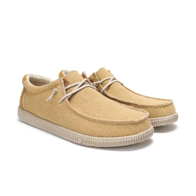 Afbeelding van Walk in Pitas Sportieve veterschoenen, Heren, Maat: 40, Mustard Leer en textiel