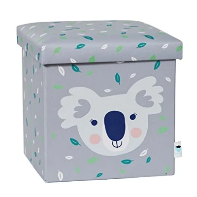 Afbeelding van Love it Store Kruk met opbergruimte van hoogwaardig stof Comfortabel en extra stabiel Grijs koala 35x35x35 cm