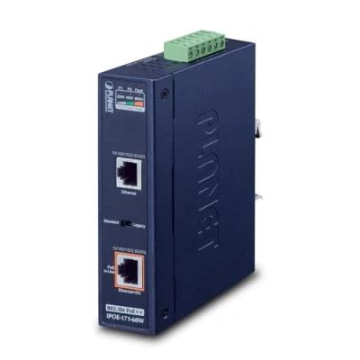 Afbeelding van Planet Industriële Single Port 10/100/1000Mbps Ultra PoE (2 Havens), Netwerkschakelaar, Blauw