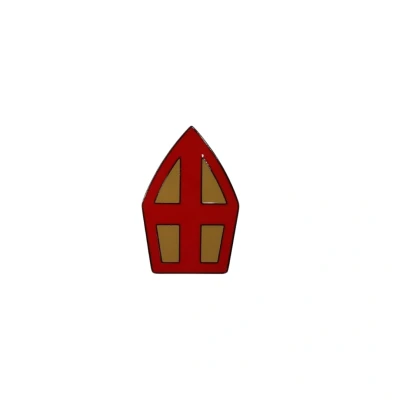Afbeelding van Sinterklaas Button Mijter Rood/Goud