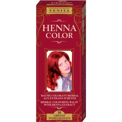 Afbeelding van Venita HENNA COLOR BALSEM Pomegranate nr.10 Kant en Klare Natuurlijke Haarverf Zonder Ammoniak Ammonia PPD PTD Peroxide Waterstofperoxide etc. 75ml