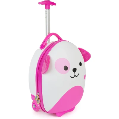 Afbeelding van Kindertrolley puppy (roze) handbagage lichtgewicht duurzame hardcase 17L kinderkoffer op wieltjes verstelbare handgreep met