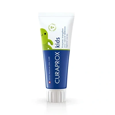 Afbeelding van Curaprox Kids Mint, tandpasta voor kinderen vanaf 6 jaar met milde muntsmaak, 1450 ppm fluoride, RDA 40, roze, 60 ml