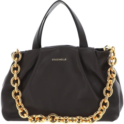 Afbeelding van COCCINELLE Leren Handtas Avondtas Smooth Handbag Bark Bruine