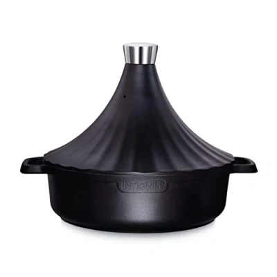 Afbeelding van tajine inductie Marokkaanse schaal voor alle vuren Ovenbestendig Anti roest 28cm / 4.8 kwarts (zwart)