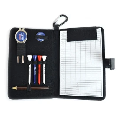 Afbeelding van PGA TOUR Score kaart en accessoiretas van echt leer, zwart