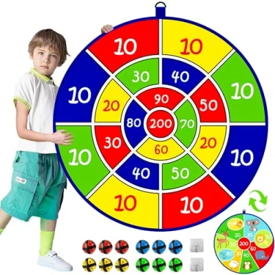 Afbeelding van Jesitai Dubbelzijdig dartbord voor kinderen met 12 kleverige balspeelgoed, indoor buitenspellen en verjaardagsfeestje, geschikt 3 4 5 6 7 8 9 10 11 jaar oude jongens meisjes (65 cm