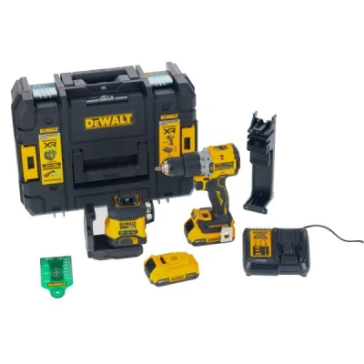Afbeelding van DeWalt DCK2095D2T QW Accu Combiset DCLE34031 3x360 Kruislijnlaser + DCD805N 18V Schroef /klopboormachine