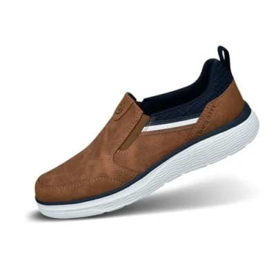 Afbeelding van bugatti Astra Instappers, Heren, Maat: 40, Cognac Imitatieleer/ textiel
