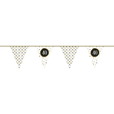 Afbeelding van Vlaggenlijn Slinger 40 jaar Festive Goud Papier 6 mtr