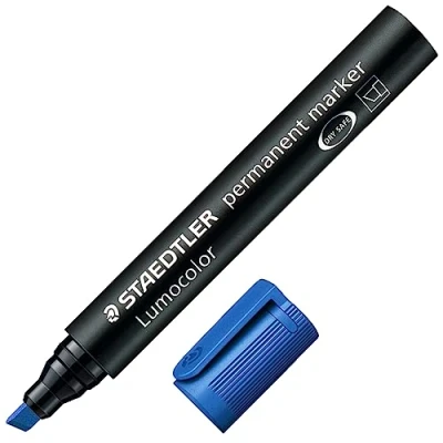Afbeelding van Staedtler 350 3 Lumocolor marker permanent wigvormige punt, 2 of 5 mm, 10 stuks, blauw