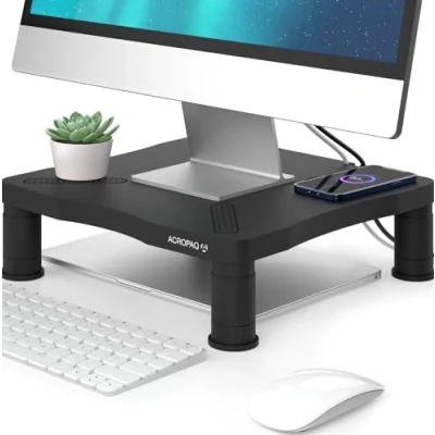 Afbeelding van ACROPAQ Monitor Standaard Ergonomisch, Verstelbaar, 3 Hoogtes Verhoger Zwart AR300