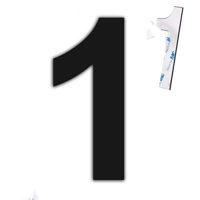 Afbeelding van nanlyiau 4 in/10,2 cm zelfklevende huisnummers zwart mat roestvrij staal huisnummer waterdicht, roestbestendig en corrosiebestendig (paste black 4in1)