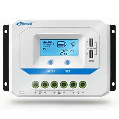 Afbeelding van EPEVER® 20A Solar Charge Controller 12V/24V Panel Battery Regulator met LCD Display en dubbele USB poorten