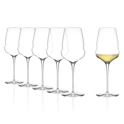 Afbeelding van Stölzle Lausitz Cocoon wijnglazen, set van 6 stuks, kristalglas, elegant extravagant wittewijnglas, hoogwaardige wijnglazen
