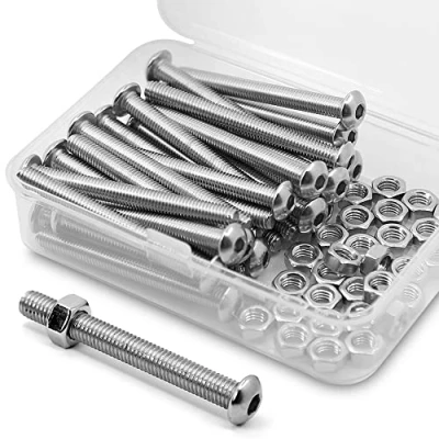Afbeelding van (30 sets) M5 0,8 x 50 mm inbusbouten en moeren set 304 roestvrij staal 18 8 ronde kopschroeven