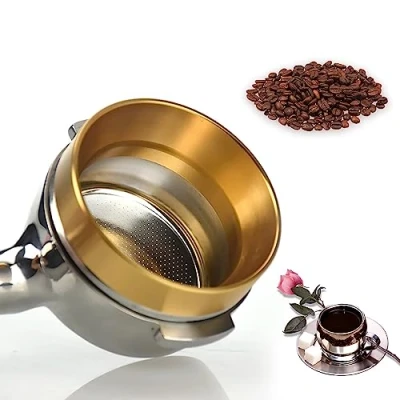 Afbeelding van Espresso Dosing Funnel Aluminium Universele Koffiepoeder Doseerring Koffie Maker Vervanging Accessoire 58MM Goud