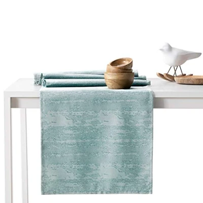 Afbeelding van AmeliaHome Tafelloper 40 x 140 cm lotuseffect waterafstotend slangenhuid patroon mint Vesta