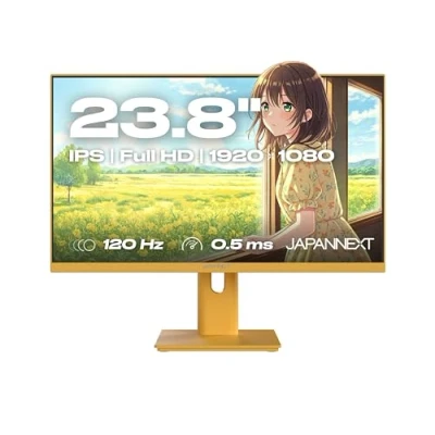 Afbeelding van JAPANNEXT Gaming Monitor 23.8&quot; IPS Full HD (1920x1080) 120Hz 0.5ms Pastel Geel Hoogte en kantelverstelling (HSP) Ingebouwde luidsprekers G Sync/FreeSync 2 jaar garantie JN IPS238G120F HSP YE