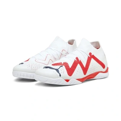 Afbeelding van Puma Future Match IT Zaalvoetbalschoenen, Heren, Maat: 44.5, White/black/fire orchid Textiel/ synthetisch