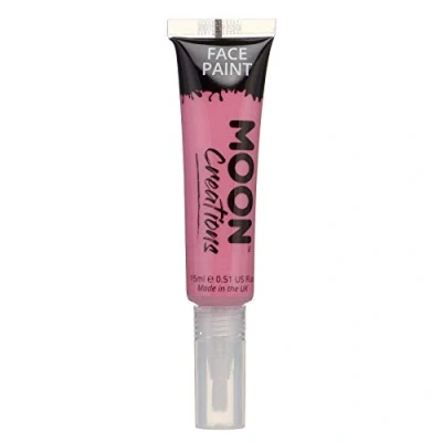 Afbeelding van Moon Creations Gezichts en lichaamsverftubes met kwastapplicator, gebruiksklaar, dierproefvrij, gezichtsverf, kostuums, feesten, Halloween, voor kinderen volwassenen (lichtroze, 15 ml)