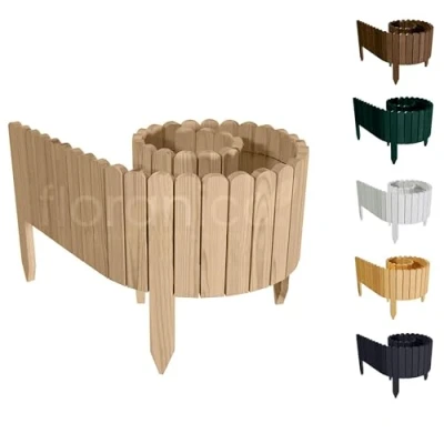 Afbeelding van Floranica Rollborder Flexibele houten Hoogte: 40 cm, hekje 200 cm Onbehandeld Dennenhout Gazonafscheiding Palissade padenafscheiding kan worden ingekort