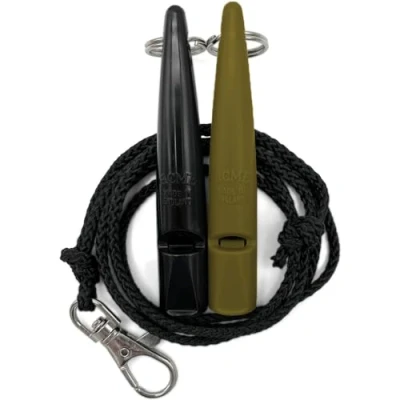 Afbeelding van ACME Hondenfluitje nr. 211,5 met fluitband In dubbelverpakking 2 fluitjes inclusief banden Ideaal voor het terugbellen luid en verreikend (Black + Olive Drap)