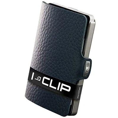 Afbeelding van I CLIP Original Mini Portemonnee met Geldclip Slanke Leren Premium Kaartetui Pure Blauw