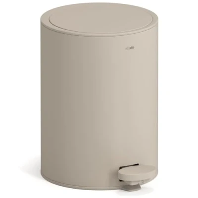 Afbeelding van stardis Pedaalemmer, 3 liter, roestvrij staal, mat, softclose, klapdeksel, stil sluitend, met binnenemmer, vuilnisemmer, afvalemmer, badkameremmer, donker grijsbruin (taupe), beige