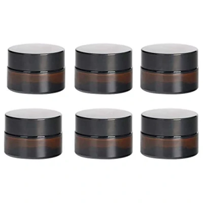 Afbeelding van Amber glazen lege potjes, transparante crèmepotje, navulbare container, bruine container met deksel en liner voor cosmetica, crèmes, lotions, etherische oliën, 6 stuks/5 ml, 6PCS 5ml