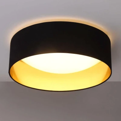 Afbeelding van Lindby plafondlamp 1licht stof, kunststof, metaal H: 14 cm zwart, goud, wit Inclusief lichtbron
