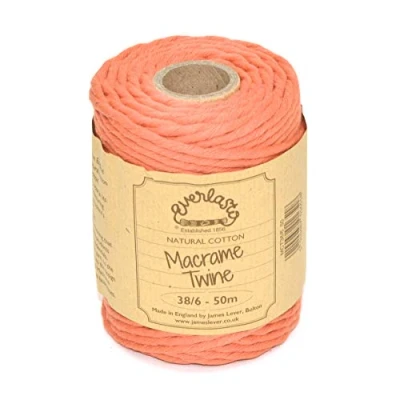 Afbeelding van 50M Spoelen Everlasto Single Twist Zacht Katoen Gekleurd Macrame Craft Twine 38/6 (ongeveer 4 mm) (Oranje)