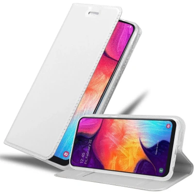 Afbeelding van Cadorabo Hoesje geschikt voor Samsung Galaxy A50 4G / A50s A30s in CLASSY ZILVER Beschermhoes met magnetische sluiting, standfunctie en kaartvakje Book Case Cover Etui