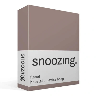 Afbeelding van Snoozing Flanel Hoeslaken Extra Hoog Eenpersoons 80/90x200 cm Taupe