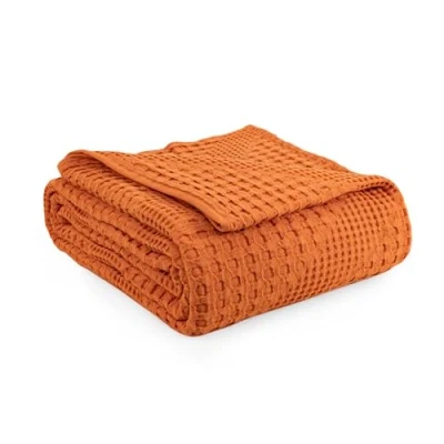 Afbeelding van Milam London Bedsprei super kingsize 100% zacht katoen, extra grote plaids spreien deken voor bed Joanna collectie 250 x 280 cm Burnt Orange