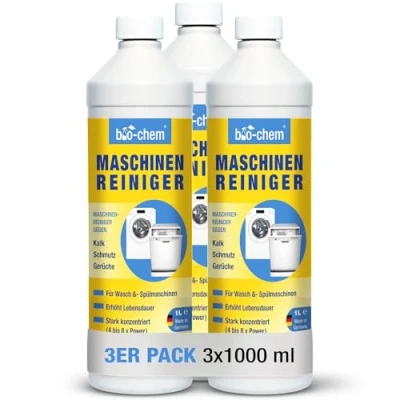 Afbeelding van bio chem Machinereiniger, 3 x 1000 ml, voor wasmachine en vaatwasser, geurneutraal zacht, vloeibare intensieve reiniger het interieur van vaatwassers wasmachines, made in Germany