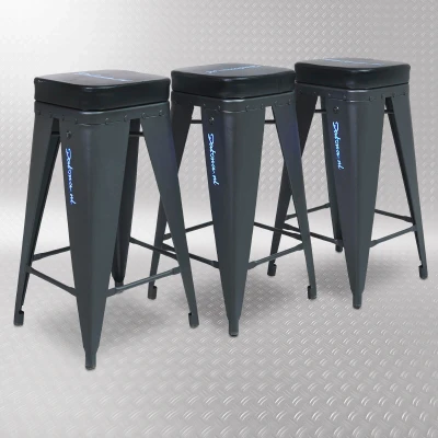 Afbeelding van Datona Werkplaatskruk 3 Stuks (35 x 35 74 cm (per stuk)) Mat zwart